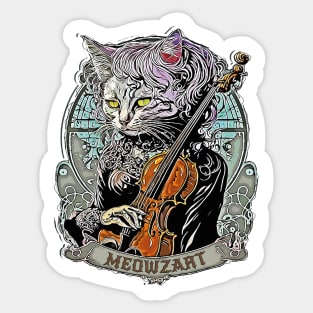 Meowzart Cat Violin Humor Sticker